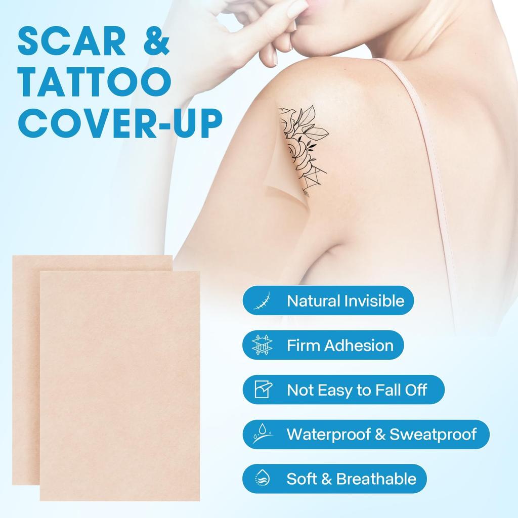 10pcs Tattoo Cover Up Patch, Waterproof Tattoo Cover Up Tape, Concealer Stickers for Scar, Birthmark, Non-Woven Fabric, Convenient, Beautiful, and C