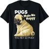 Lustige Möpse Machen Mich Glücklich Du Nicht So Sehr T-Shirt Unisex Lässiger Stil Bedrucktes T-Shirt Oberteile Allmatch Rundhals Normal Kurzer Ärmel
