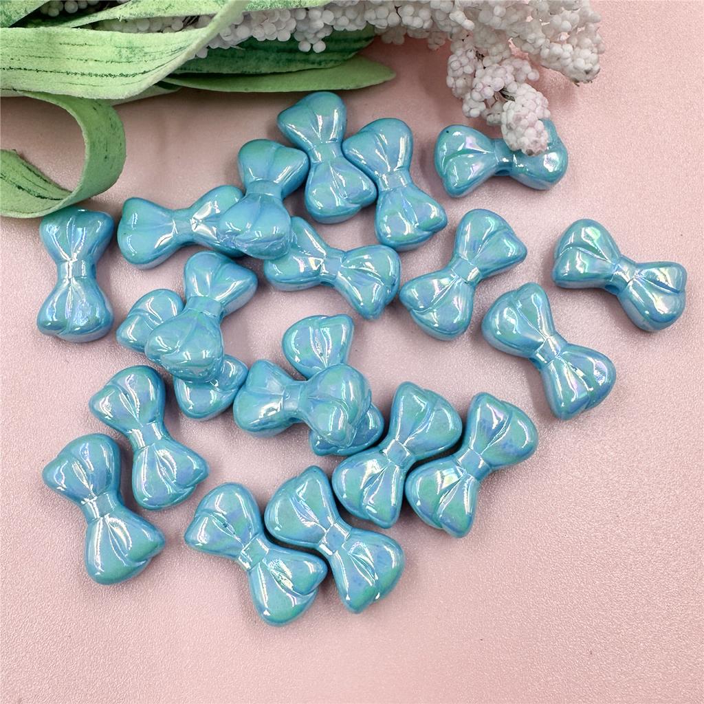DIY Beading Material Necklace Key Chain Making Fashion 9.7*17.9mm Small Bow Beads for Bracelet Acrylic Dazzle Pendant 20pcs  Beads