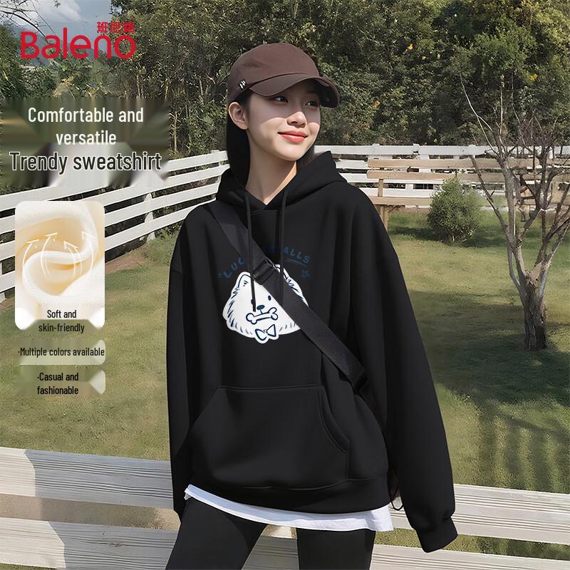 Baleno Women's Loose Fit Hooded Sweatshirt with BNL Dog Graphic