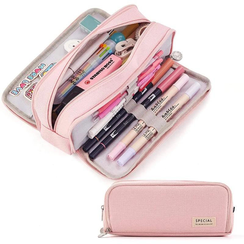 Kawaii Federmäppchen, großer Stauraum, 3 Fächer, beidseitig geöffnet, für Schüler, Schreibwaren, Schreibtisch-Organizer, Schulbedarf