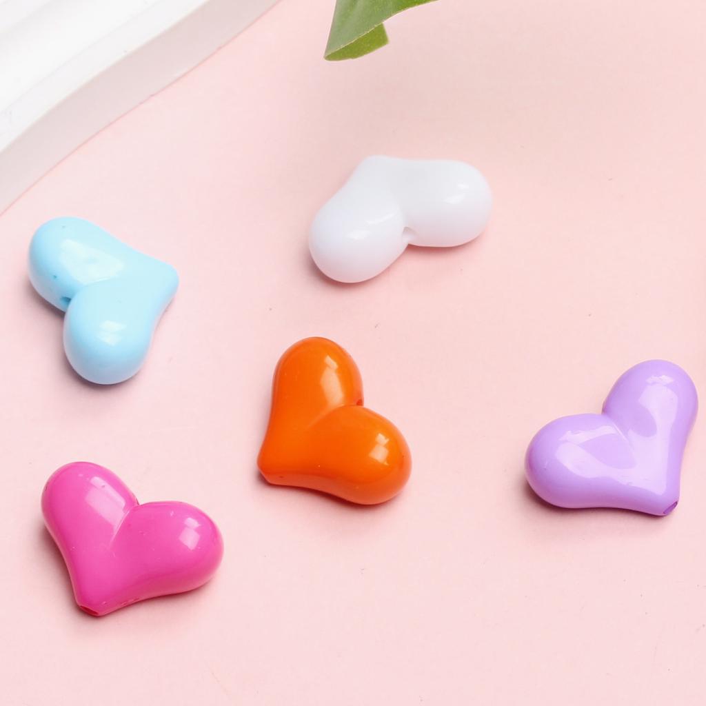 17mm*22mm 5pcs/bag Solid Colored Candy Color Heart-shaped Large Beads For Jewelry Making Handmade Accessories DIY Handmade Material