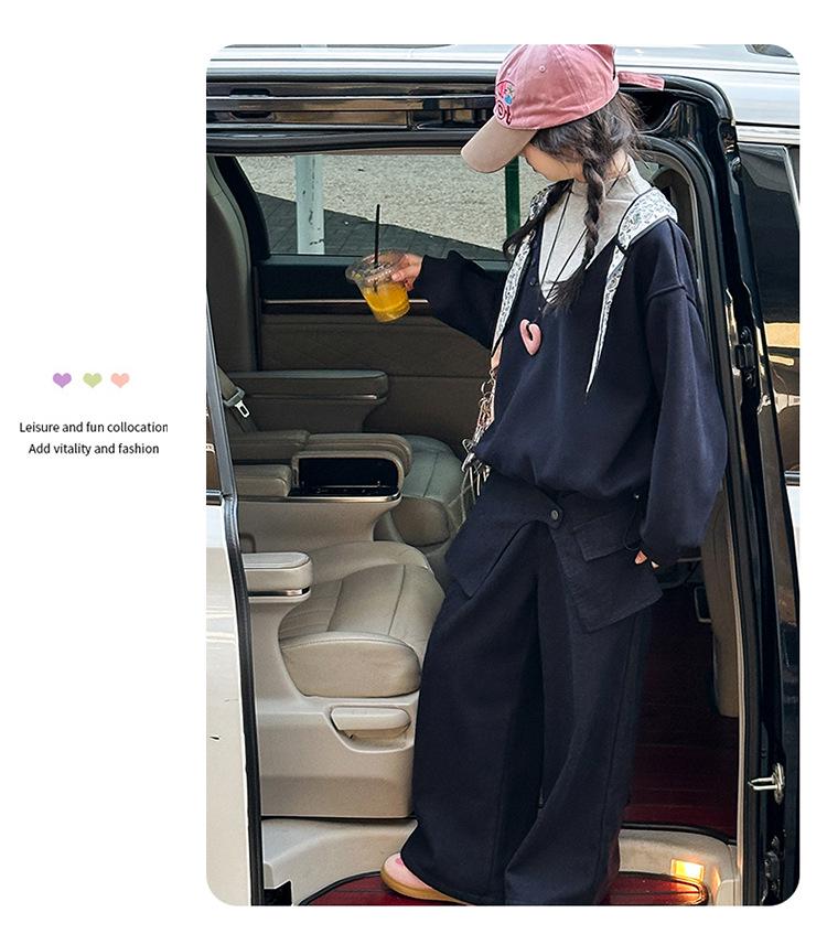 Girls' Korean Style Sweatshirt & Casual Pants Autumn/Winter 2025 Set