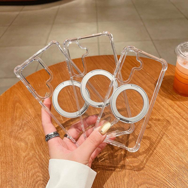 Samsung Galaxy S11Ultra mobile phone case four corners transparent magnetic rotating bracket A11 hard protective case