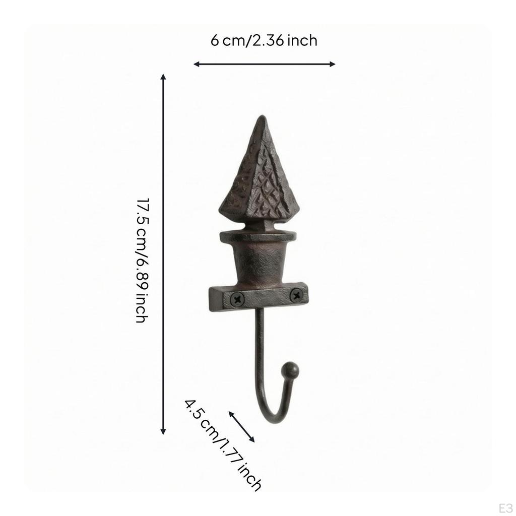 Rustic Hook with Mounting Screws Heavy Duty Cast Iron Vintage Decorative Wall Hooks for