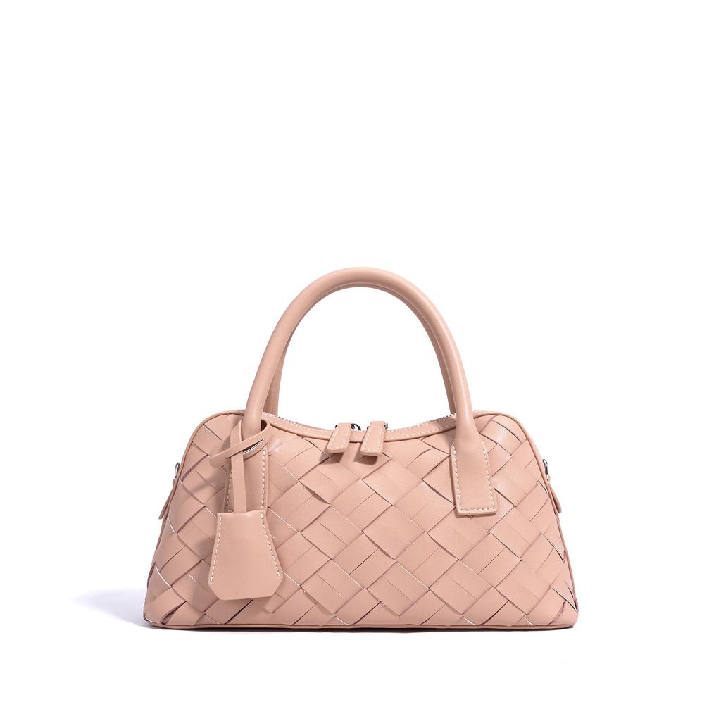 2025 Single Shoulder Bowling Leather Women's Bag New Hand Woven Underarm Bag Commuter Large Capacity Crossbody Bag