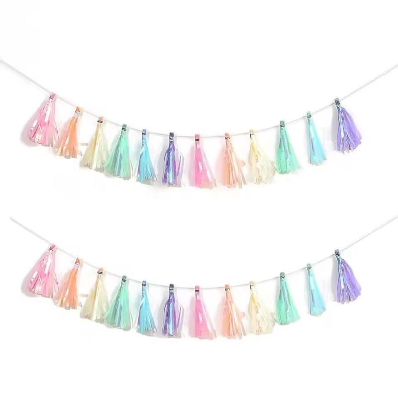 1/2Packs Rainbow Color Paper Tassel Garland For Kids Unicorn Mermaid Birthday Party Decoration Baby Shower Wedding Supplies