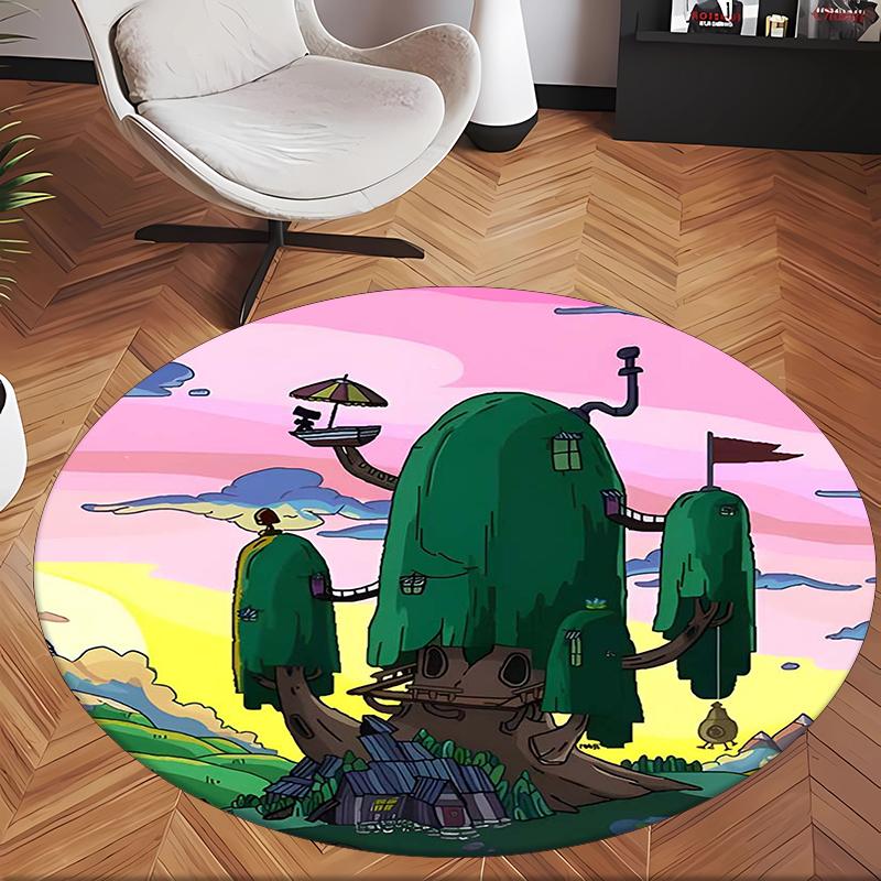 Adventure Time (5) Round Office Rug Decorative Floor Rug for Office Bedroom Living Room and Home Space