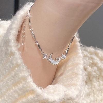 Exquisite Star Moon Fritillaria Bracelet Women's Sparkling Crescent Zircon Bracelet Birthday Party Jewelry Gift Accessories
