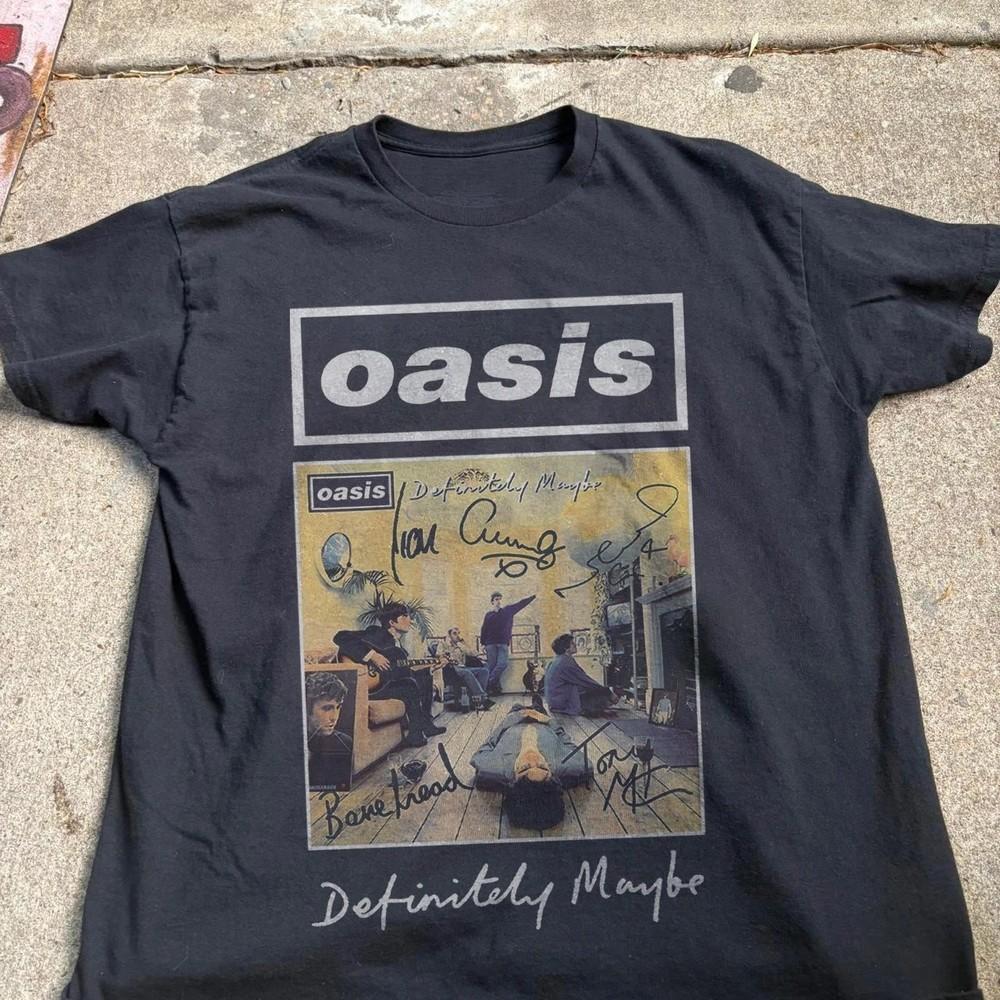 Редкий! Футболка Oasis Definitely Maybe, Унисекс Черная Хлопковая Футболка-Репринт Унисекс Футболка XXL