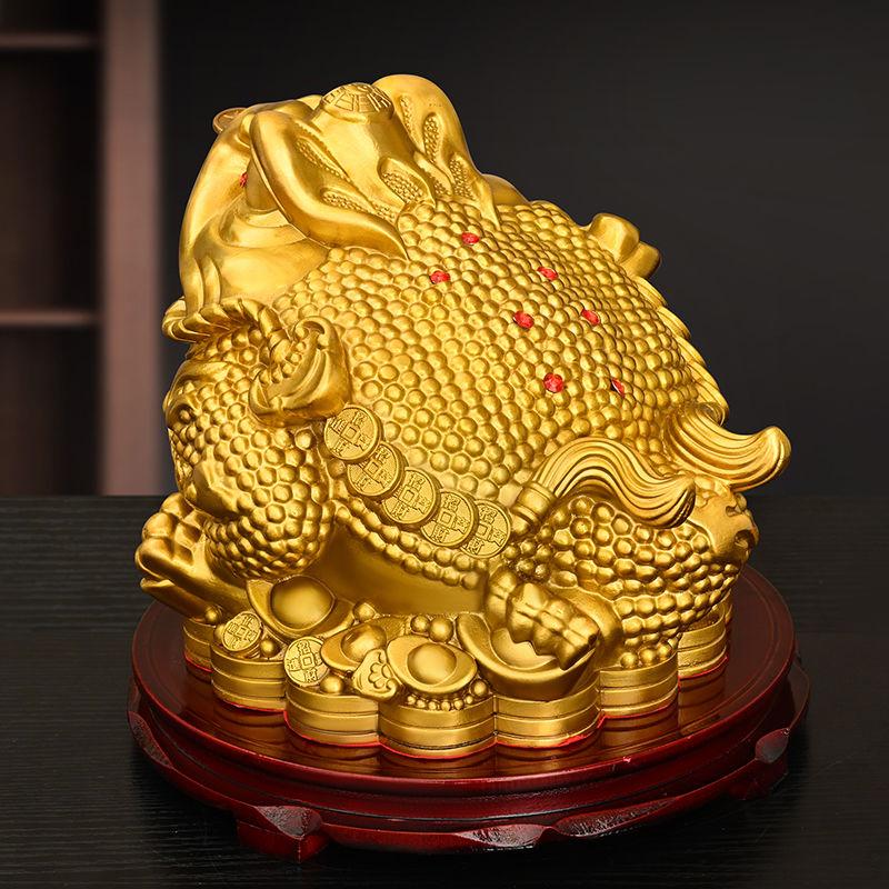 Fengshui Zhaocai Ozdoby Złotej Ropuchy z Czystej Miedzi Przyciągają Bogactwo Skarbiec Złota Ropucha Salon Sklep Prezent na Otwarcie