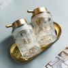 Embossed Glass Foam Soap Dispenser With Rustic Golden Pump Refillable Foam Hand Soap Containers For Bathroom Kitchen Decor