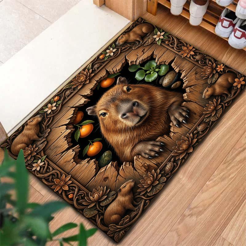 Animal drilling Kapibala Carpet Rug for Living Room Bedroom Home Sofa Decoration,Kids play Non-slip Floor Mat
