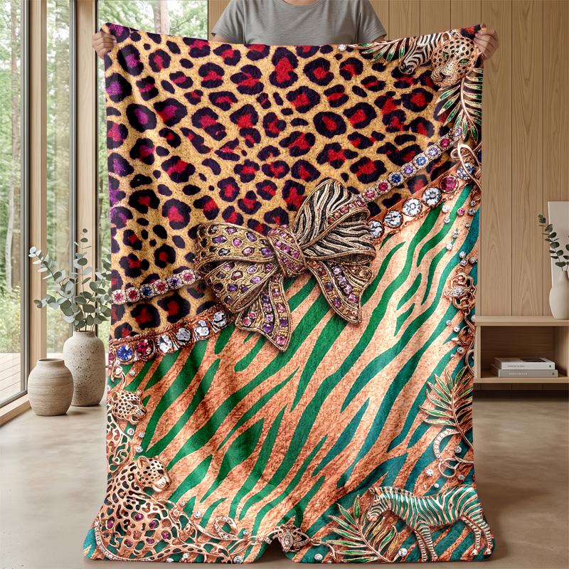 Jeweled Bow and Flowers 1 Theme blanket Lightweight Warm Flannel Blanket Decorative Throw Blanket for Home Decoration