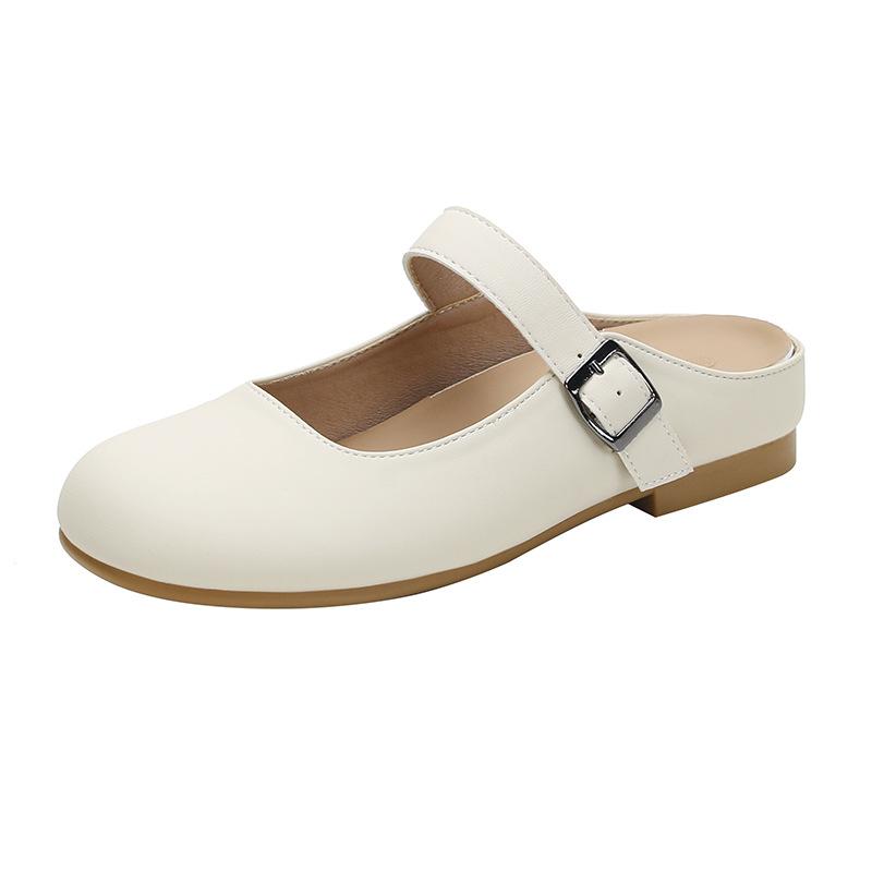 Inner height-increasing shallow mouth half-support shoes women's retro soft-soled flat-soled single shoes, height-increasing shoes
