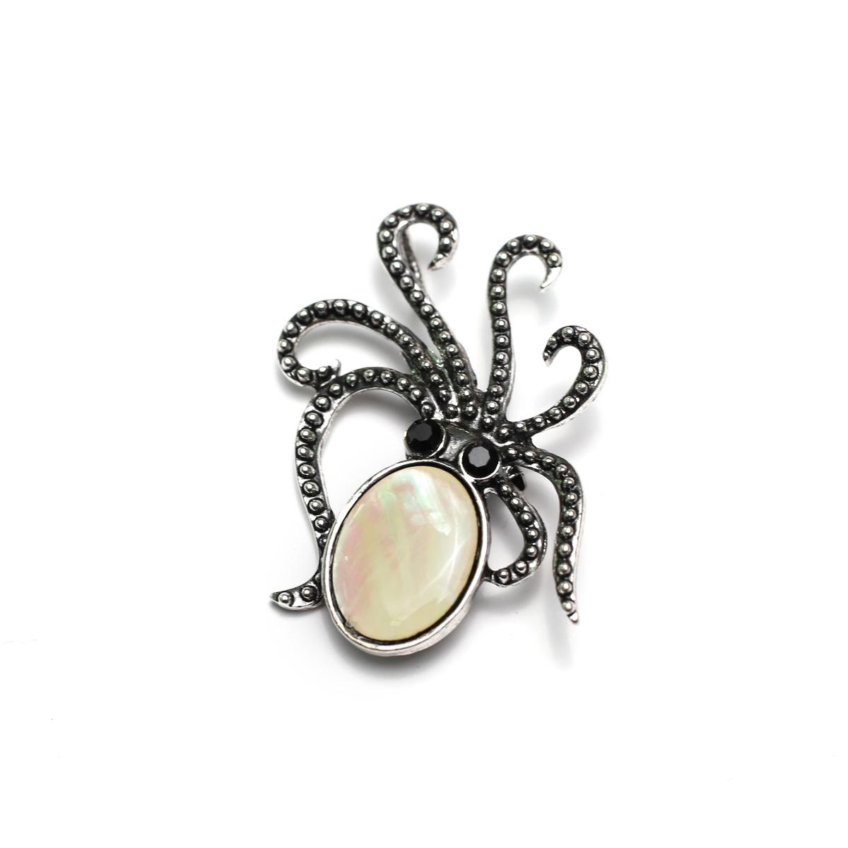 

1 шт. Броши в виде осьминога с цветными бриллиантами и драгоценными камнями, брошь-булавка с кристаллом исцеления Рейки, аметистом, агатом и опалом, энергетическая брошь из натурального камня 1Pc-35×50mm