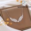 Luxus Damen Kristall Weiß Zirkon Stein Flügel Anhänger Halskette Vintage Gold Silber Farbe Hochzeits Schmuck Für Frauen