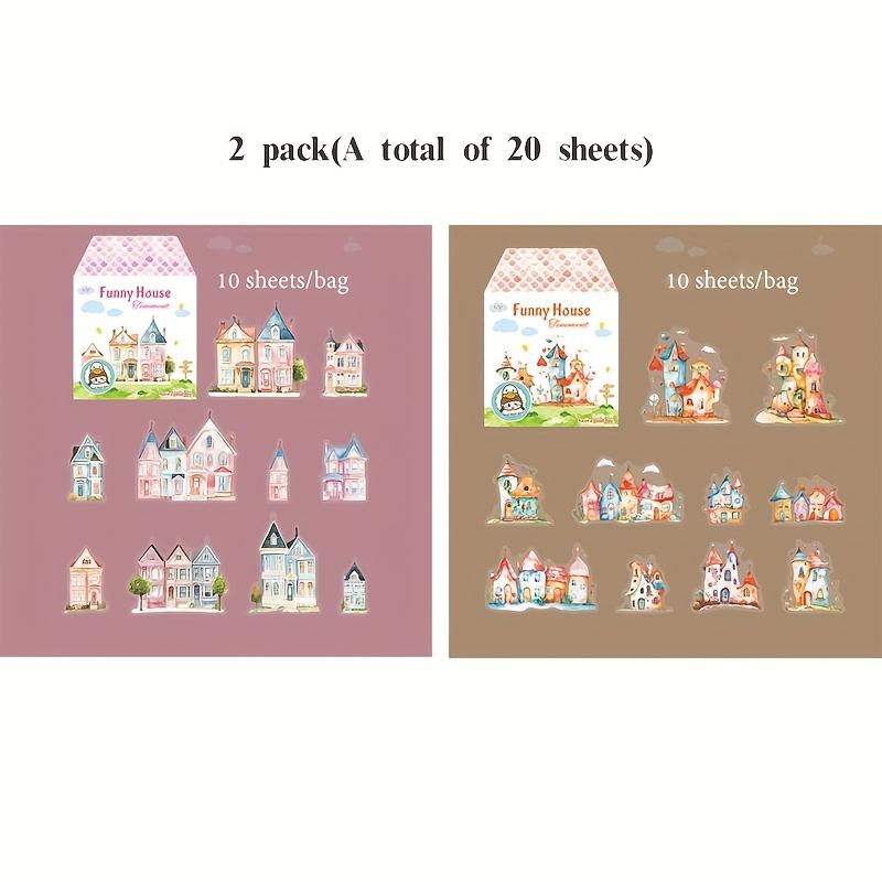 

2 Style House Landscape Stickers Set PET Material Fun House Series Handmade Scrapbook Sticker DIY Diary Photo Frame Decoration