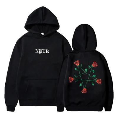 Autumn And Winter XPLR Sam And Colby Five-pointed Star Rose Sweatshirt Couples Merch Street Men's and Women's Hooded Sweatshirt