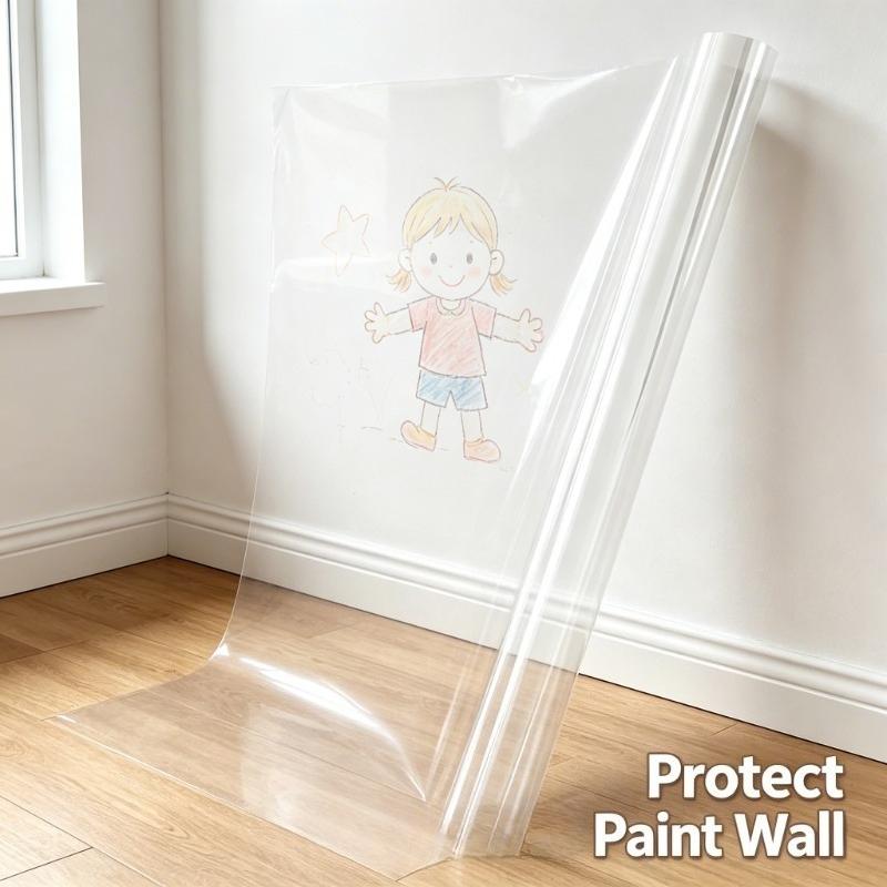 Transparent Static Wall Protective Film Reusable Static Wall Sticker Decal for Latex Paint Wall Home Interior Decoration Use