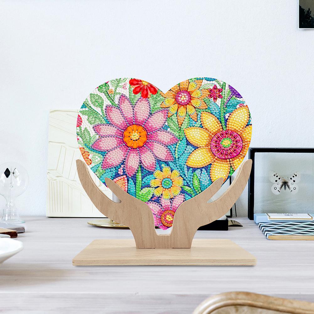 Wooden Flower Diamond Painting Tabletop Ornaments Kit Butterfly 5D DIY Diamond Art Tabletop Decorations for Home Office Decor