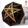 Golden Pentagram Symbol Tapestry Wall Hanging Decor Umbrella, Cute Umbrella with Cute Design, Portable 3-Fold Compact Umbrella for Men & Women, Valent