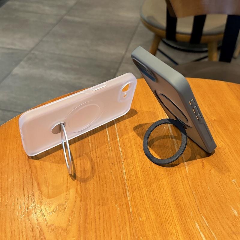 Shockproof Magnetic Kickstand Plastic Matte Transparent Phone Case For iPhone17E 16E 17E Case With Holder Stand Cover