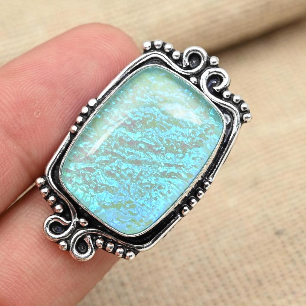 Blue Triplet Opal Gemstone 925 Sterling Silver Beautiful Ring Handmade Jewelry