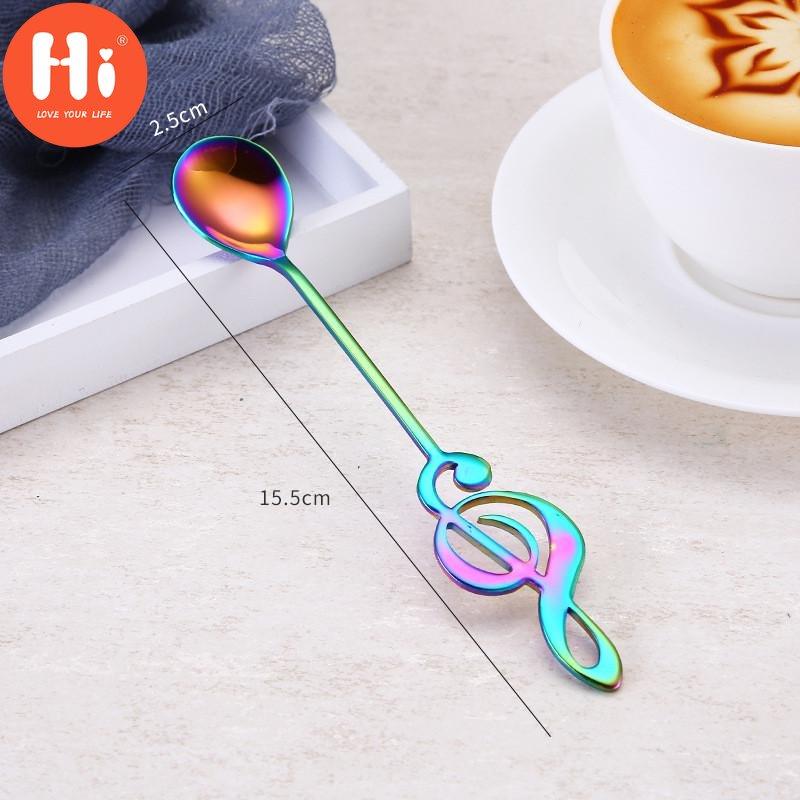 Hi 7pcs Musical Note Coffee Spoons Stainless Steel Coffee Tea Stirring Spoons Ice Cream Dessert Spoon