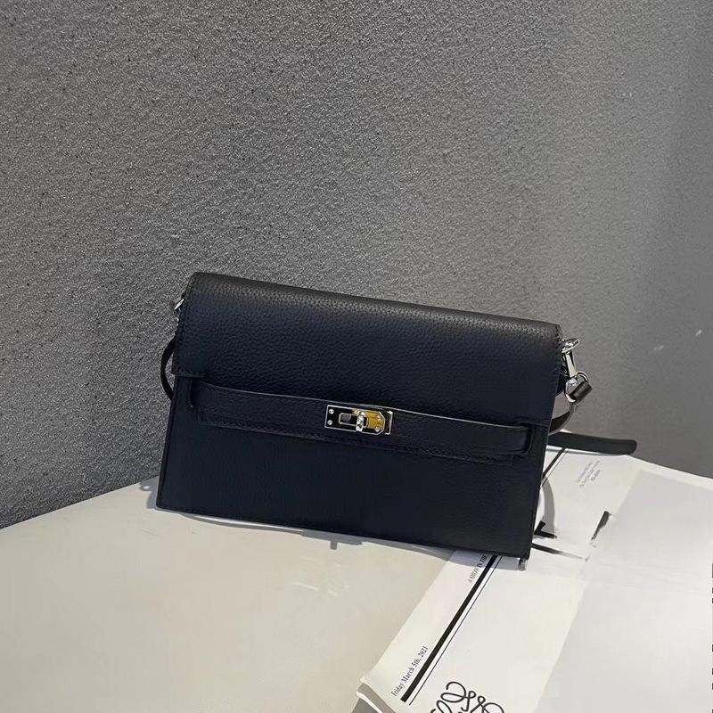 New lychee pattern leather half cover hand grab bag genuine leather women's bag single shoulder underarm bag oblique span bag wholesale