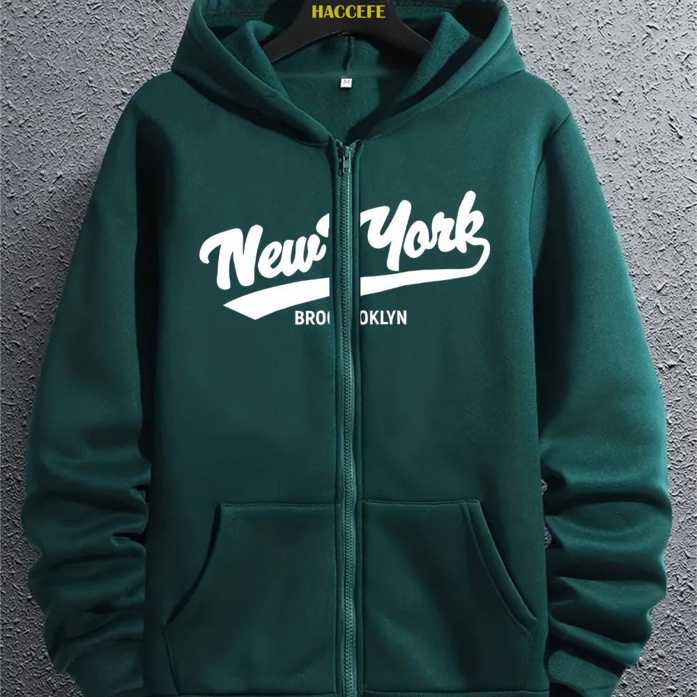 Men's Lined Long Sleeved Zipper Jacket Hooded Sweatshirt, Suitable for Daily Wear, Suitable for All Seasons, Available in Multiple Colors and Sizes
