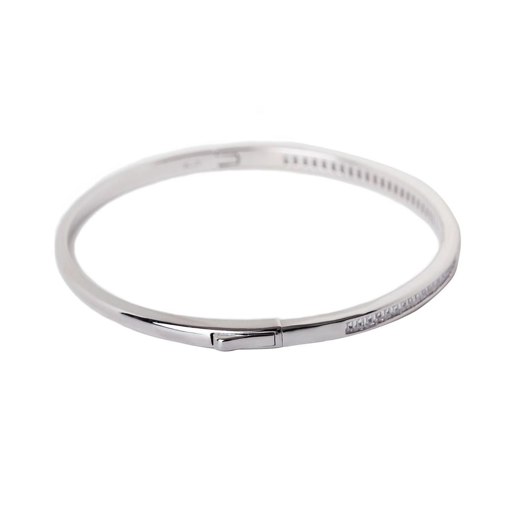 Mezmic Moissanite Baguette Line 925 Silver Bangle