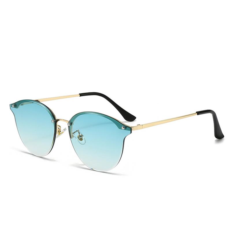 Trendy Metal Oval Sun Glasses Shades for Men And Women Retro Punk Fashion Cat's Eye Sunglasses UV400