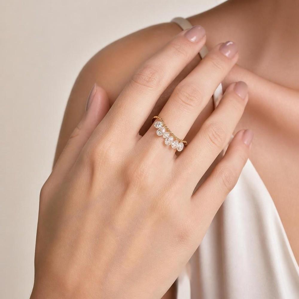 Water Drop Shape Charm Ring Adjustable Stackable Ring New Chain Ring Women
