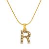 European & American Stainless Steel Diamond Alphabet Pendant Clavicle Chain Necklace for Women