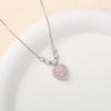 S925 Sterling Silver Pink Diamond Heart Pendant Necklace - Elegant and Versatile