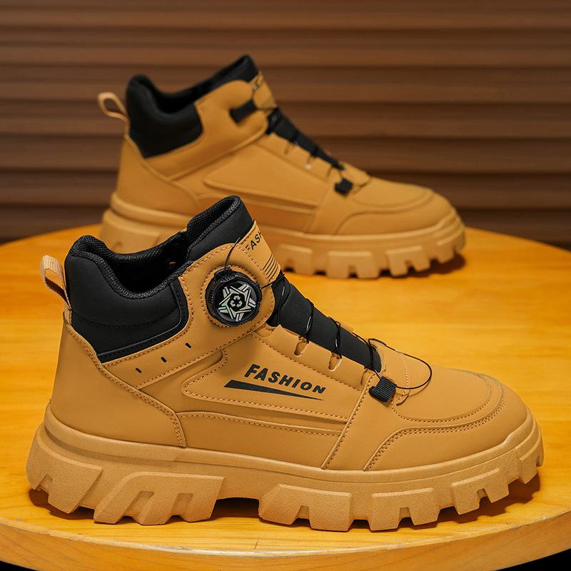 

Men s Martin boots autumn new rotating button boots men s high-top casual rhubarb tide shoes black 39