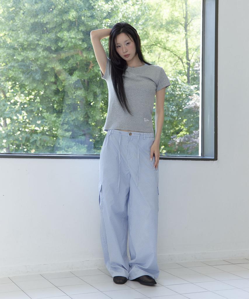 Haebeueoweil Tiny Check Banding Pants (Bl)