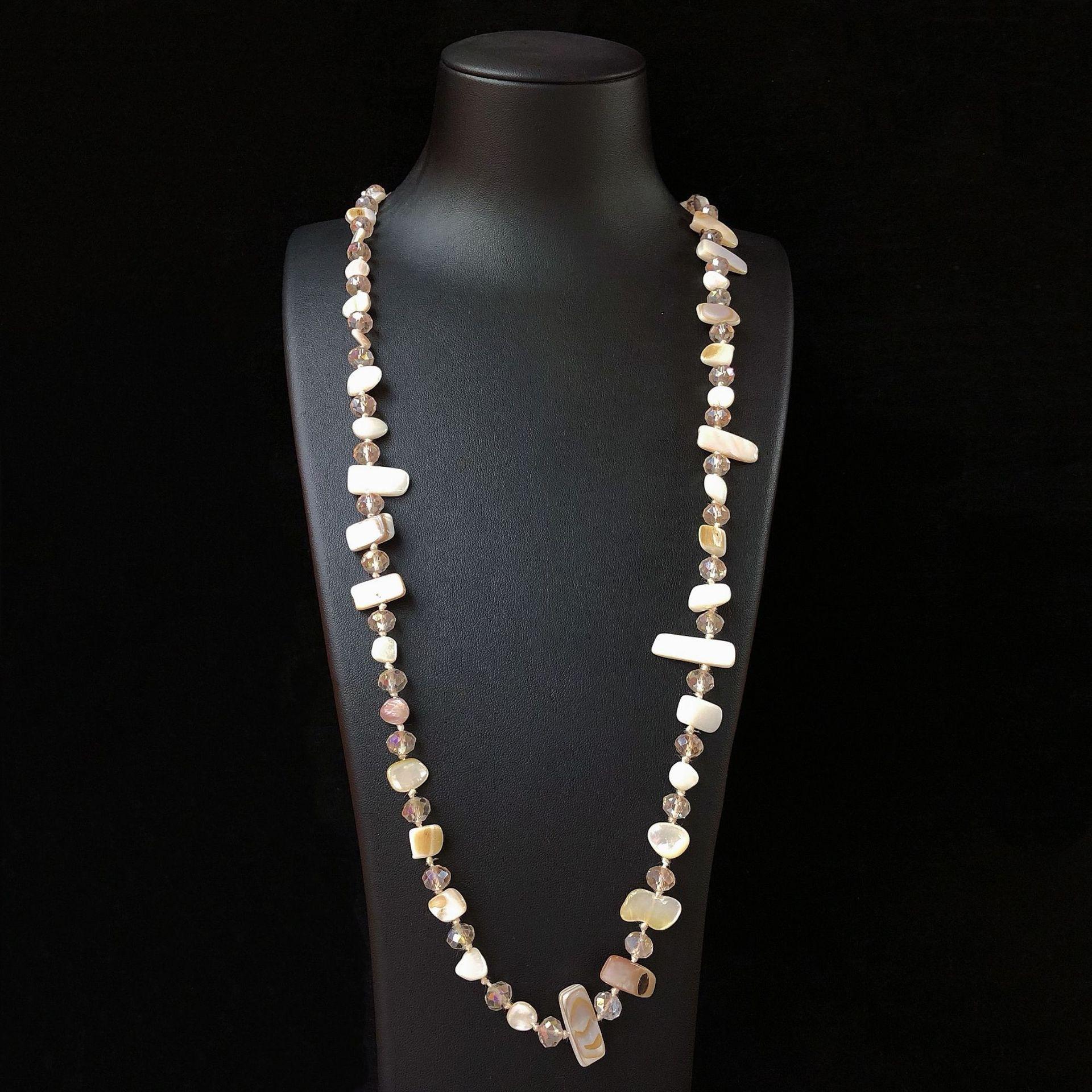 

Bohemian Vacation Shell Crystal Handwoven Colored Long Necklace Candy Colored Necklace