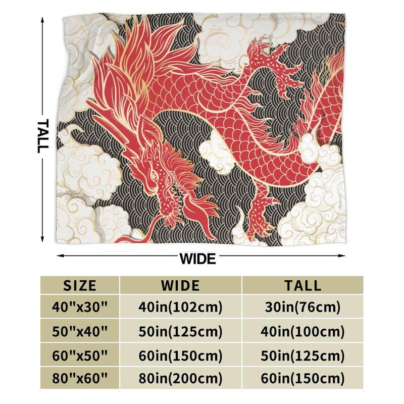 Custom Chinese Dragon Flannel Fleece Blanket Lightweight Blanket Soft Warm Cozy Fuzzy Throw Blanket for Bed Sofa Travel