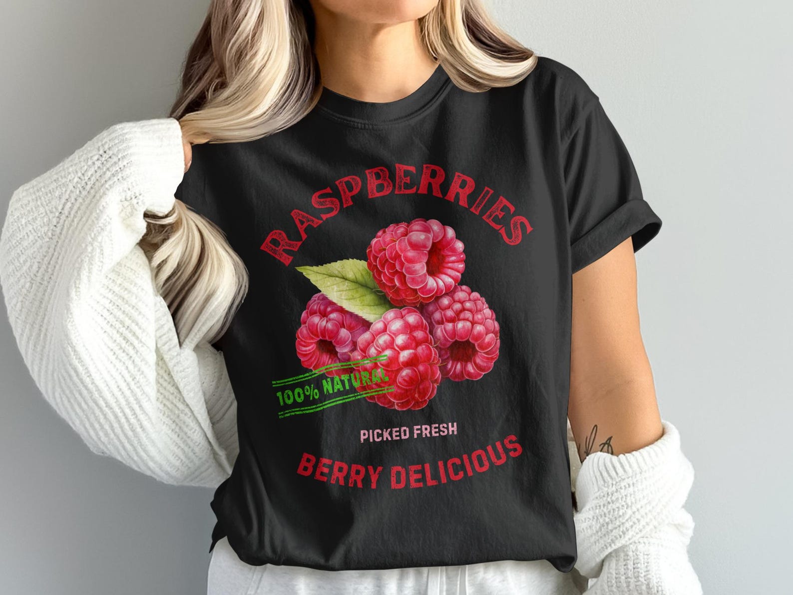 Raspberry T-Shirt, Berry Delicious, Fruit Tee, 100% Natural, Picked Fresh, Summer T Shirt, Foodie Gift, Trendy Top, Unisex T-Shirt XL