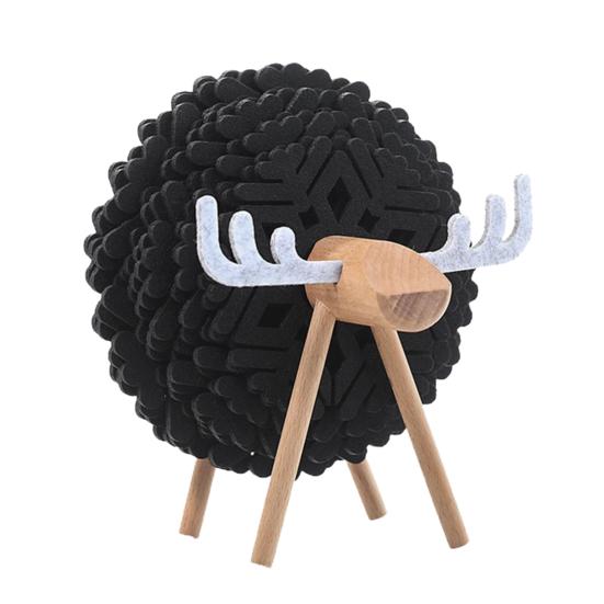 12Pcs/Set Cups Coaster Heat-insulated Thick Socked Reindeer Shaped Holder Felt Table Coaster Set for Home