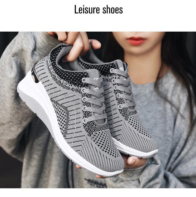 Women's Spring Breathable Thick Sole Sneakers with Hidden Lift