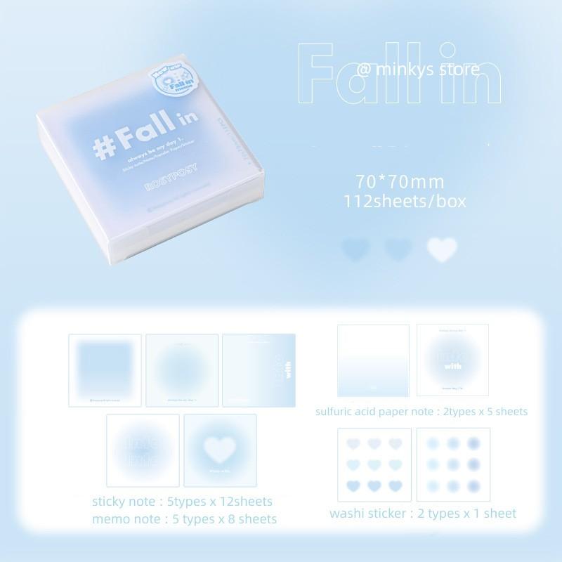 

112 листов/коробка Kawaii Smudge Stained Gradient Notes Paper Memo Pads Paper Scrapbooking Journal Material Paperlaria Stationery синий