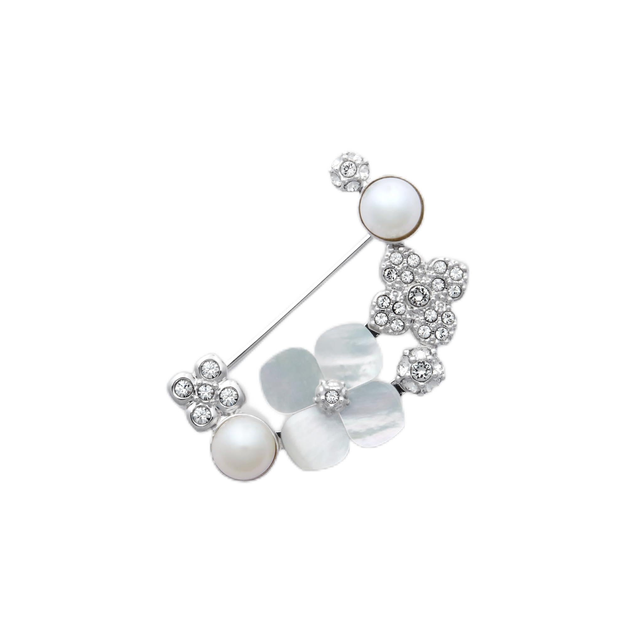 

Freshwater Pearl Shell Flower Brooch VBMV2006 MP [Vendome Boutique]
