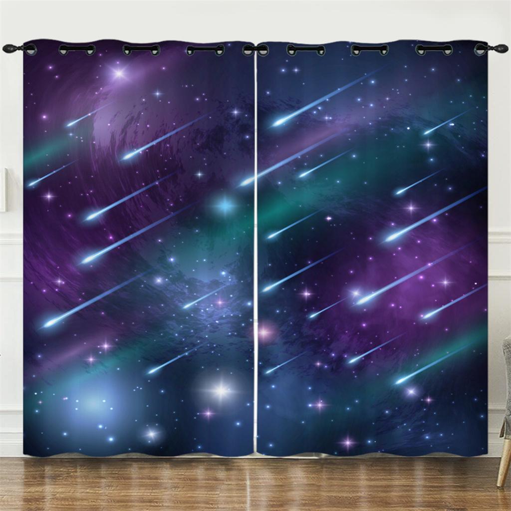 

Млечный Путь Звездная серия солнцезащитные шторы Гостиная Спальня Украшение дома 2 шт. Тонкие шторы с крючками 100W130H(CM)40x51in&Grommet Top