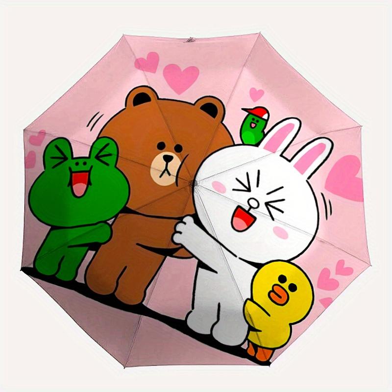 

1pc Brown Bear Automatic Umbrella | Portable Foldable 8-Rib Manual Open, Casual Accessory, Durable Canopy yy250825022