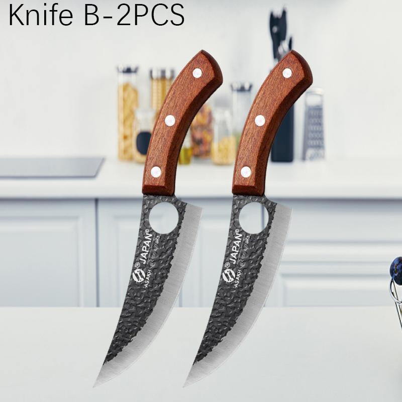 WXCOO Professional Hand Forged Butcher Knife with Wooden Handle Stainless Steel Boning Knife Cutter Full Tang Kitchen Knife