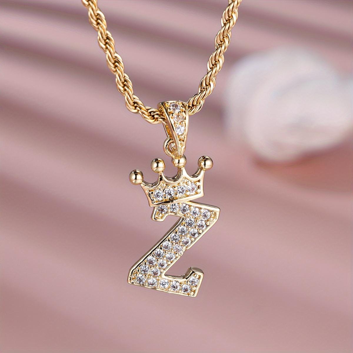 

1 шт. золотого цвета 26 английских букв принцесса Корона ожерелье кулон обручальное кольцо ювелирные изделия подарок на день Святого Валентина Z