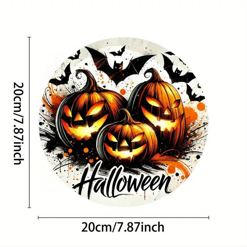 Halloween Wooden Door Plaque Craftsmanship Circular Logo Witch Pendant Home Decor